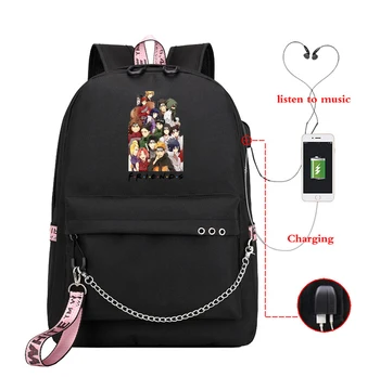 

Naruto Friends Print USB Charging Backpack Women Custom Travel Backpacks Cartoon Anime School Bag Girls Laptop Backbag Mochilas