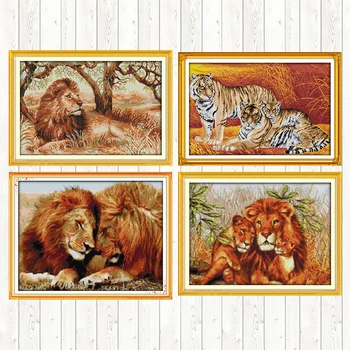 

The African Lion Cross Stitch Kit Printed Canvas 14CT DIY Handmade Cross Stitch Kit Counted Needlework Sets 11CT Embroidery Kits