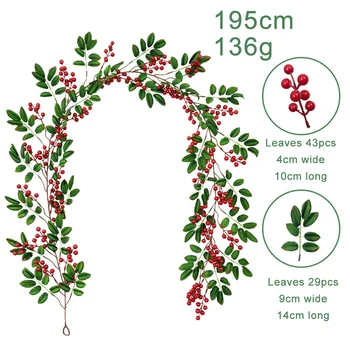 

Artificial Rattan Christmas Leaf Red Fruit Acacia Bean Decoration Rattan Willow Decoration Simulation Wicker Green Leaves Cane