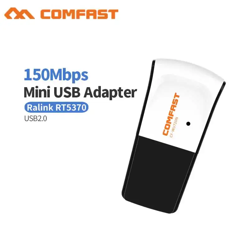10 шт. мини USB WiFi карта Ralink RT5370 чипсет 150Mbps 2,4 GHz 802.11b/g/n беспроводной USB WiFi адаптер-WU720