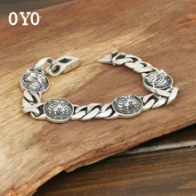 S925 стерлингового серебра ювелирные изделия Мужская мода ручной работы личности ретро тайское серебро 4 головы тигра властная личность браслет