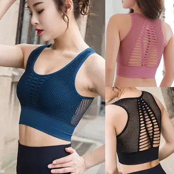 

Seamless Sports Bra Top Hot Sale Fitness Women Racerback Running Crop Tops Pink Workout Padded Yoga Bra High Impact Crop Top