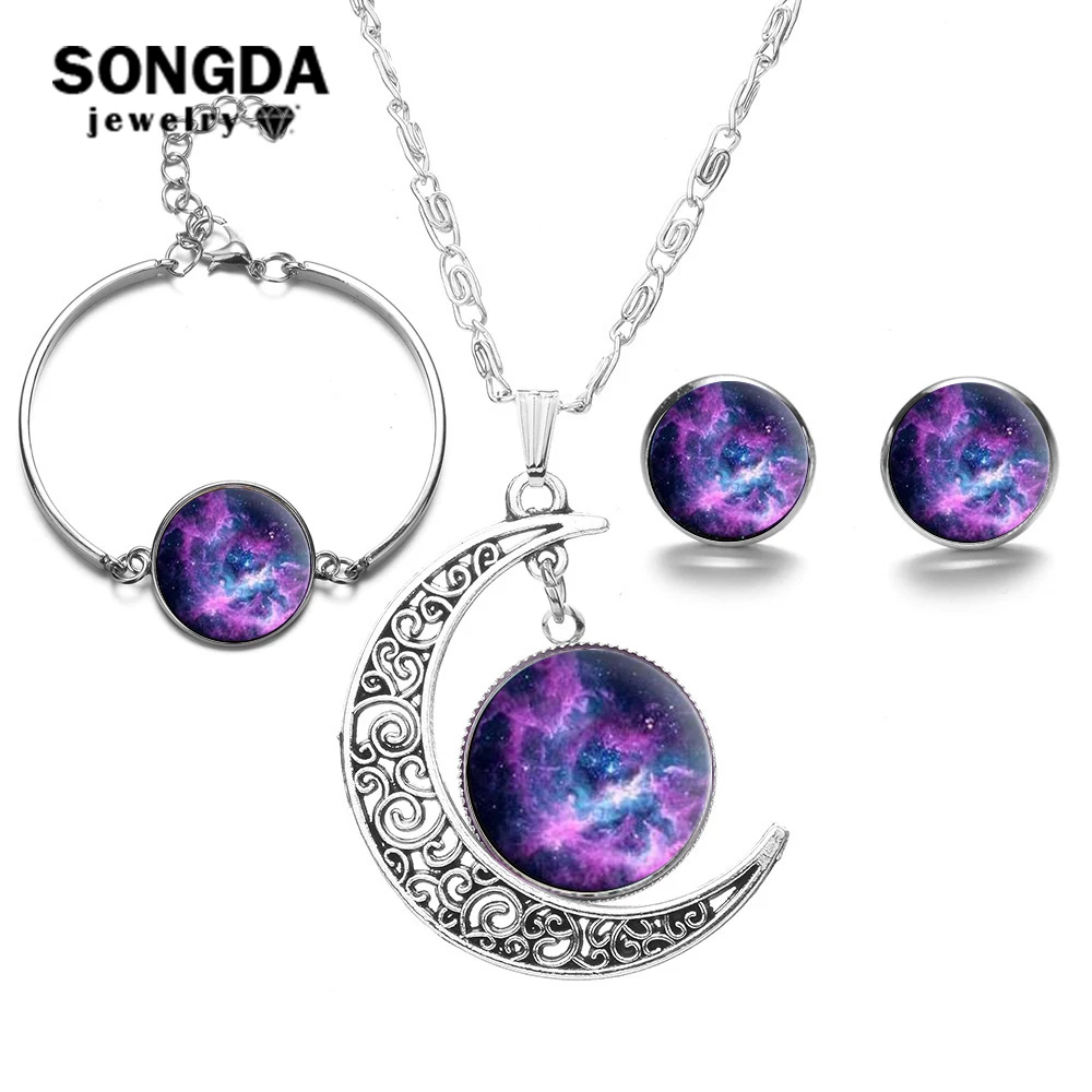 SONGDA Cosmic Nebula Galaxy Ювелирные наборы внешнее пространство Вселенная звезда стекло