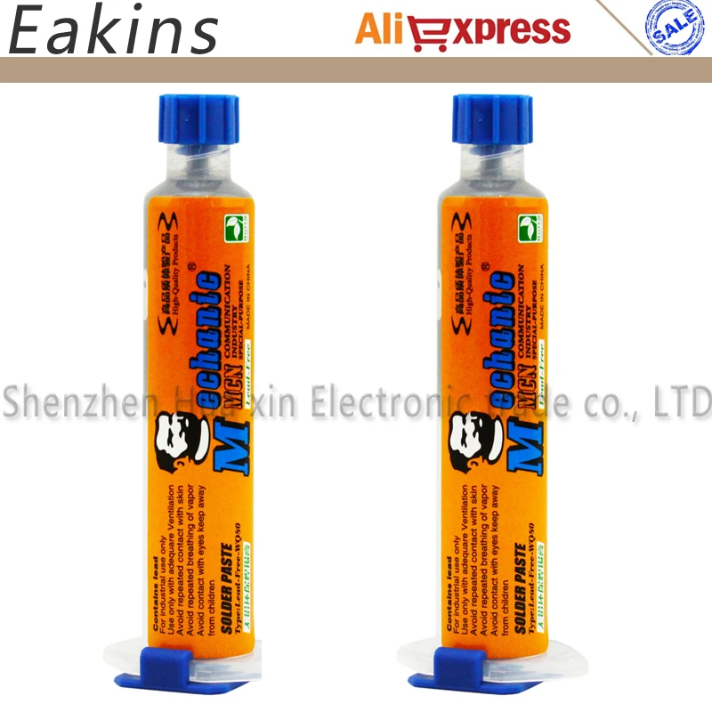 

2 pcs/lot MECHANIC ROHS Lead-Free low-temperature solder paste BGA Solder Flux Paste Soldering Sn42/Bi58 For PCB IC SMT BGA 40g