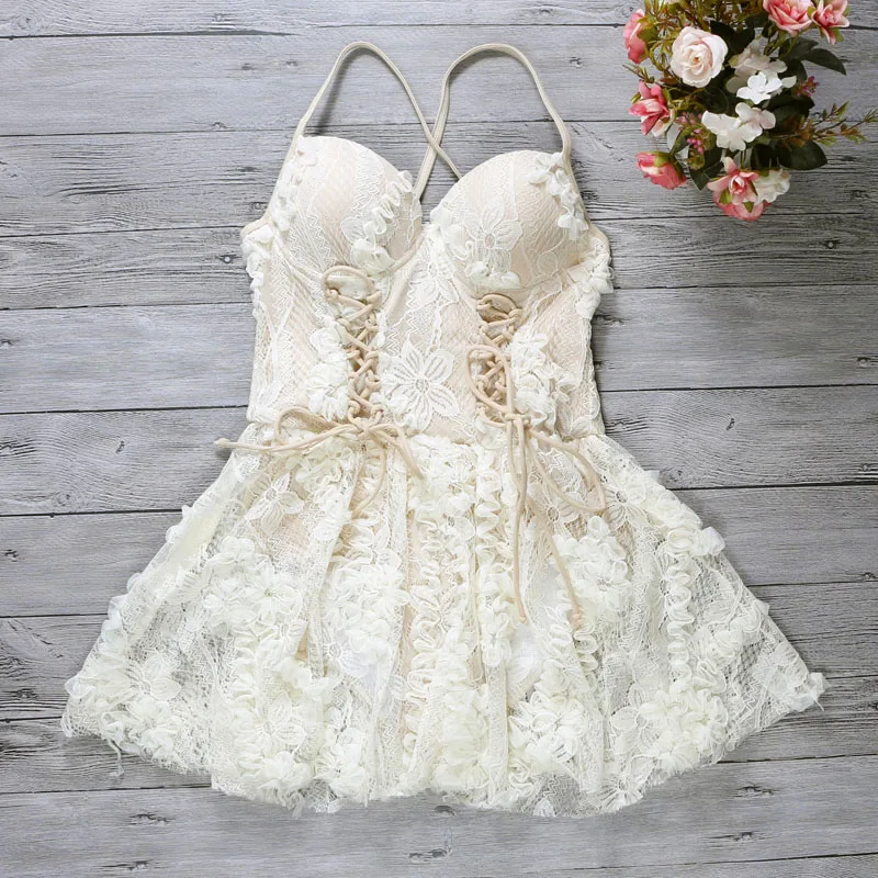 YinFengTing New Women Lace Hollow One Piece Swimwear Bandage Bathing