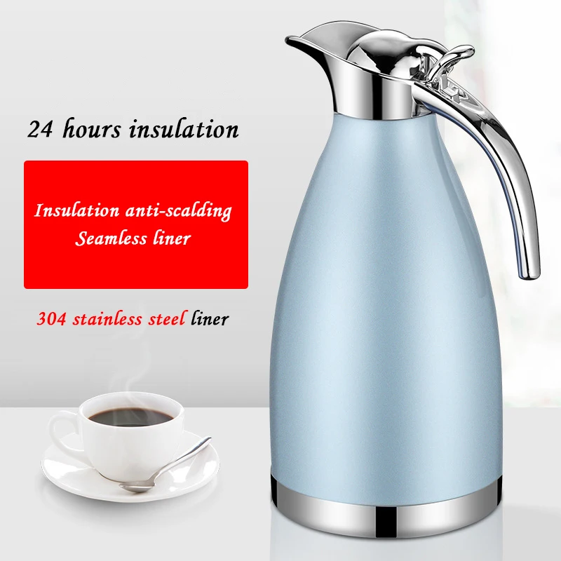 304 Stainless steel vacuum insulation pot household large-capacity cold water thermos 2L European coffee #3 | Дом и сад