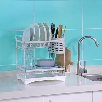 INTBUYING 2 Layer Kitchen Sink Drain Rack Stainless Steel Filter Rack Silver