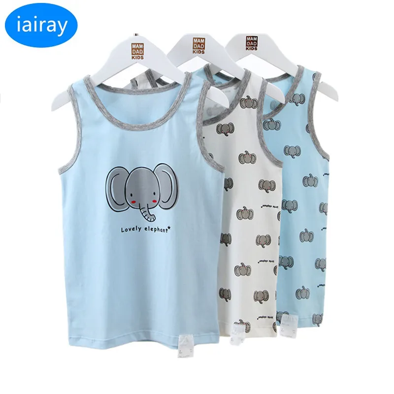 iairay 3pcs/set summer cotton tank top for boys white singlet kids boy sleep shirt sleeveless undershirt vest children underwear | Мать и