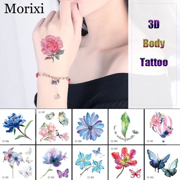 

1PC hand tattoo sticker small size spring flower butterfly image printing DIY water transfer temporary tattoo sticker RA056