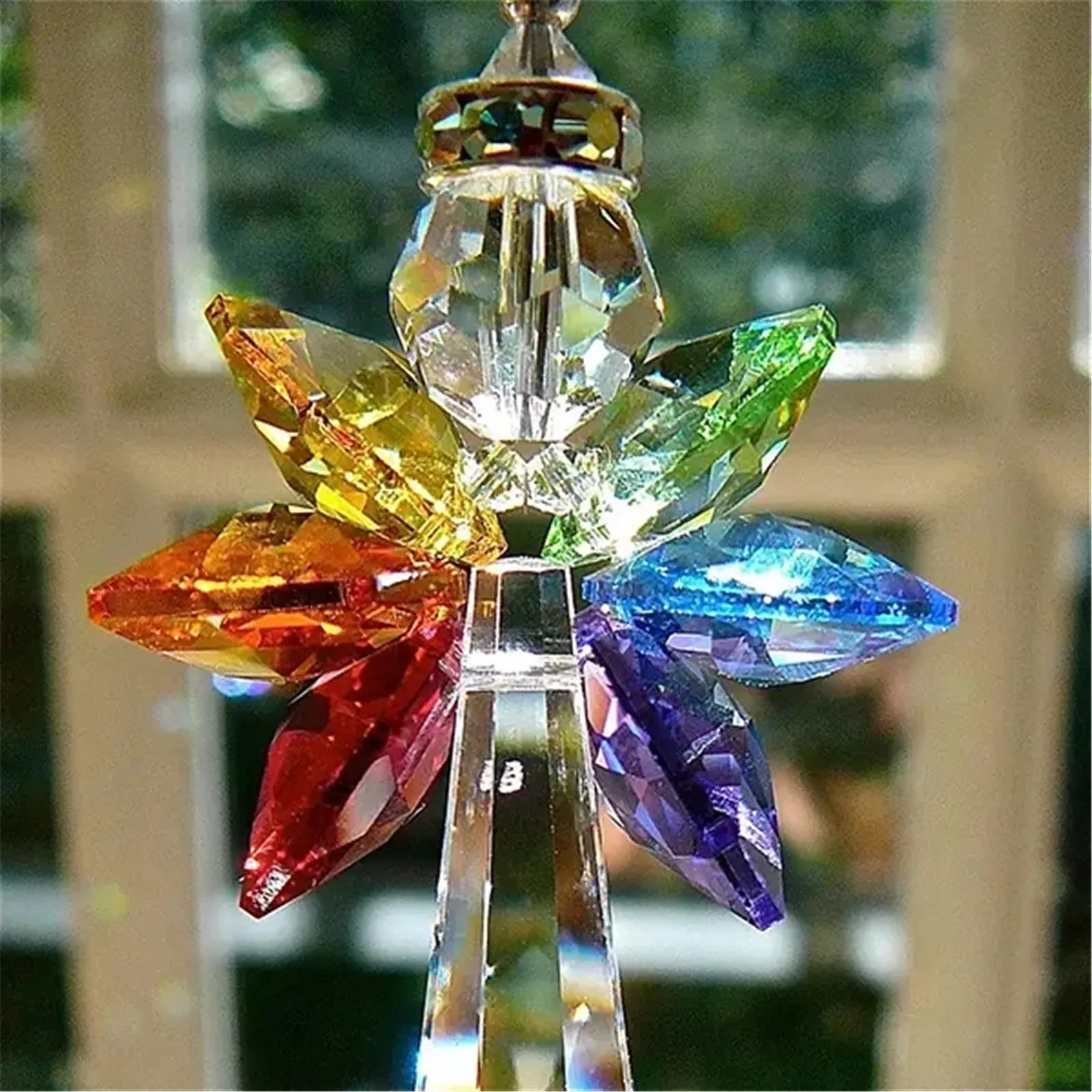 Modern Rainbow Crystal Angel Chakra Suncatcher Car Charm Pendant Wall Window Door Wind Chimes Hanging Ornaments Room Home Decor wind bell wind chimes wind chime crystal hanging decoration wall hanging pendant crystal wall hanging crystal light catcher window hanging suncatcher