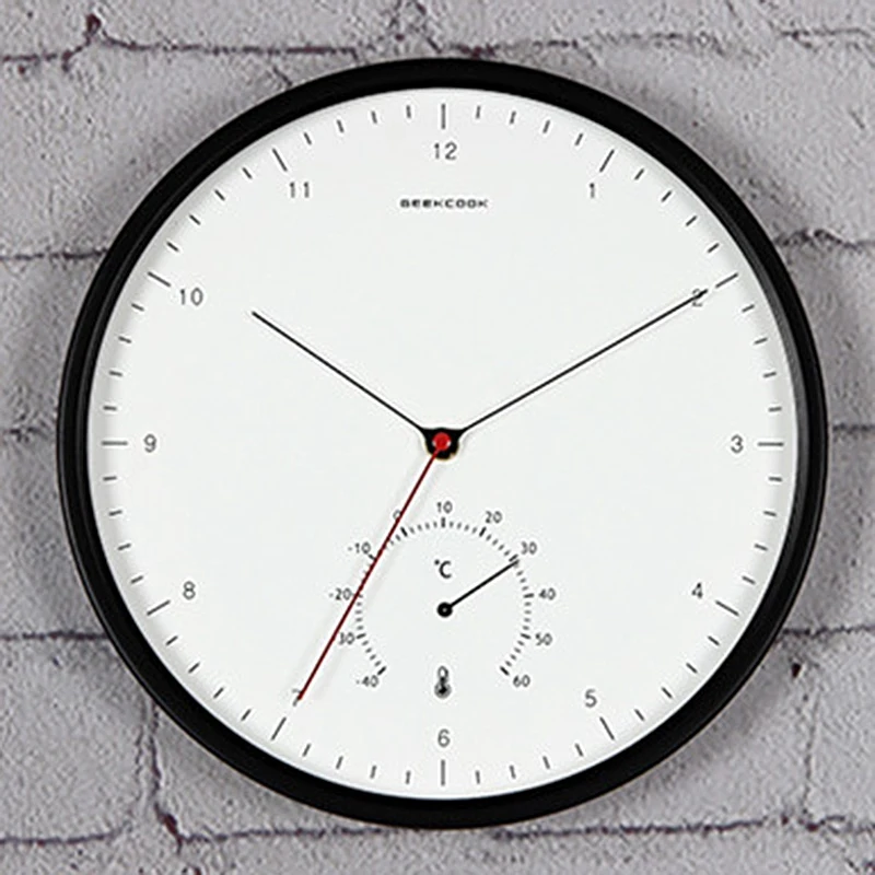 

Geekcook Creative Metal Designer Wall Clocks Simple Scale Nordic Minimalist Style Thermometer Hygrometer Multi-Function Wall C