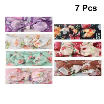

7pcs Baby Headbands Print Knotted Rabbit Ear Hairband Kids Hair Accessory Headwear Children Headband Set(Assorted Color)