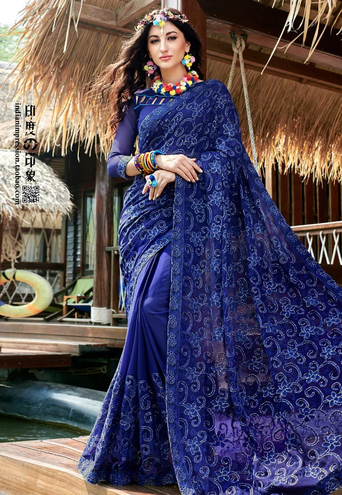 

Embroidery Bollywood Women India Saree Kaftan Sari Dress Clothing Indian Sari Wedding Saree