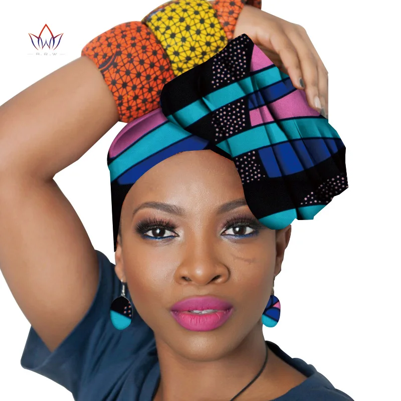 Дашики женские аксессуары для волос Базен Riche африканский геле головной платок шарф и пара сережек принт Анкара батик воск WYA02