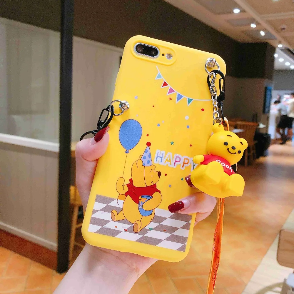 Чехлы для samsung S9 S10 Plus Lite Note 8 9 10 Pro Чехол медовая банка шар медвежонок пух с той же куклой подставка диагональный шнур