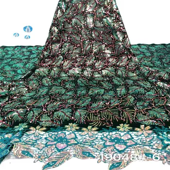 

2019 130 cm wide New hot style super luxury sequins party evening wedding dress lace fabric high quality 5 yard