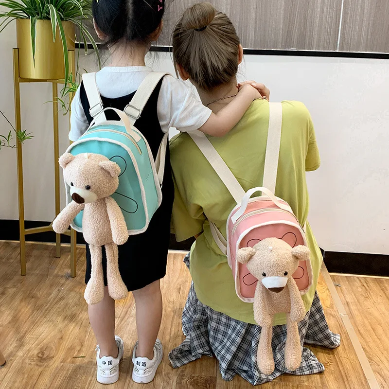 Mochila coreana con adorable oso de peluche, mochila de animales para  niñas, mochila para padres e hijos, mochila para mujeres, osos suaves de  juguete|Mochilas escolares| - AliExpress