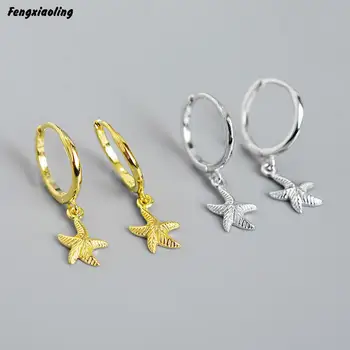 

Fengxiaoling New Fashion 100% Genuine 925 Sterling Silver Simple Starfish Drop Earrings For Women Fine Jewelry Cute Accessories