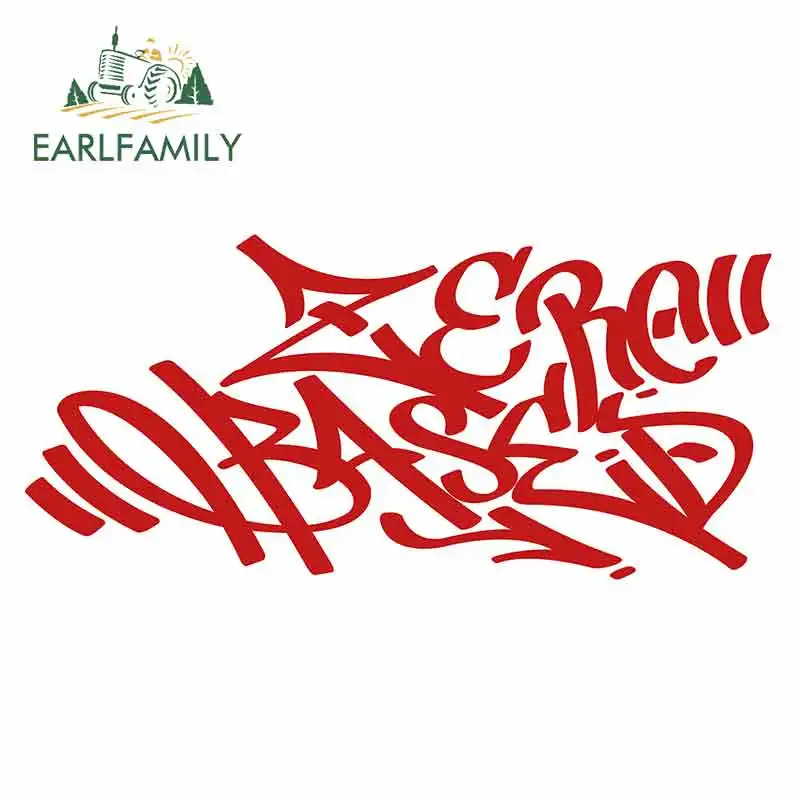

EARLFAMILY 13cm x 9.2cm Red Text Car Sticker Glue Sticker Cartoon Oem JDM Polyethylene Car Door Protector Waterproof Sunscreen