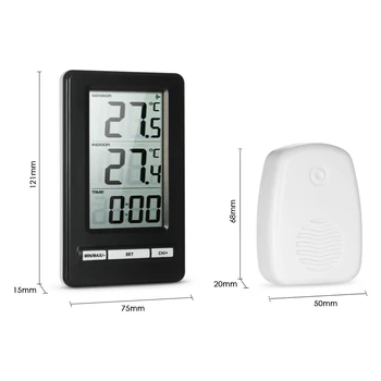 

Hot LCD Thermometer Digital Wireless Thermometer Indoor and Outdoor Temperature Measurement C/F Max/Min Value Display 12H/24H Cl