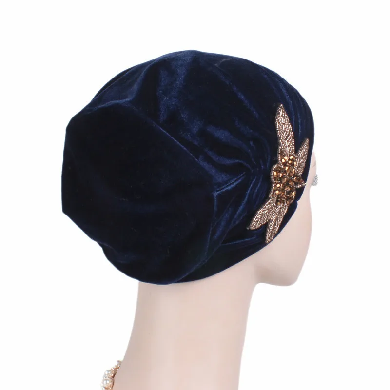 Хиджаб для мусульманок шапка модная бархатная Шапочка-бини с цветочным узором шапка женская тюрбаны Индия шапка шарф внутренняя тюрбан шапка