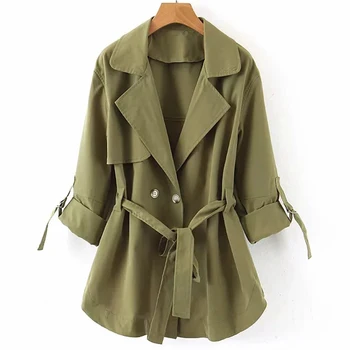 

2020 Spring Clothing New Style Casual Loose And Plus-sized Medium-length Wide Shirt Trench Coat Women's Fold-down Coat