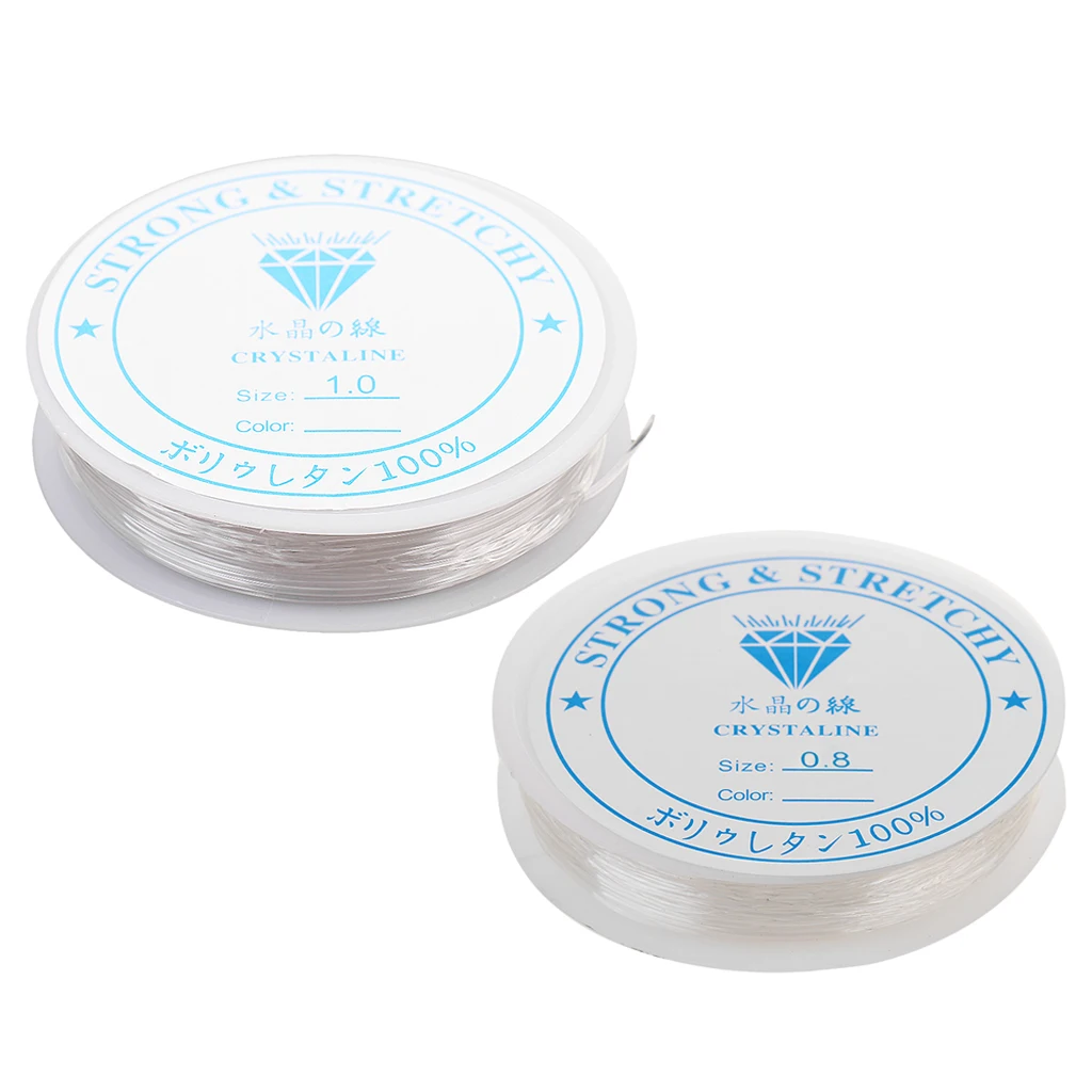 

2 Rolls Clear Elastic Stretch Beading Thread Wire Cord String 0.8mm 1.0mm