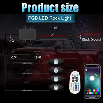 

Rock Lights With Bluetooth Controller, Timing Function Music Mode - 4 Pods Multicolor Neon LED Light Kit 2020