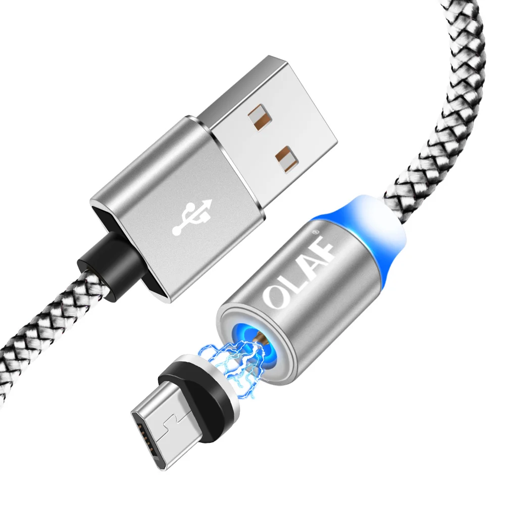 Silver Micro USB Kit 1 м 2 м Магнитный кабель usb type C для huawei P30 samsung Micro USB кабель Быстрая зарядка USB шнур для iphone 11 Магнитный зарядный кабель - Цвет: Silver Micro USB Kit