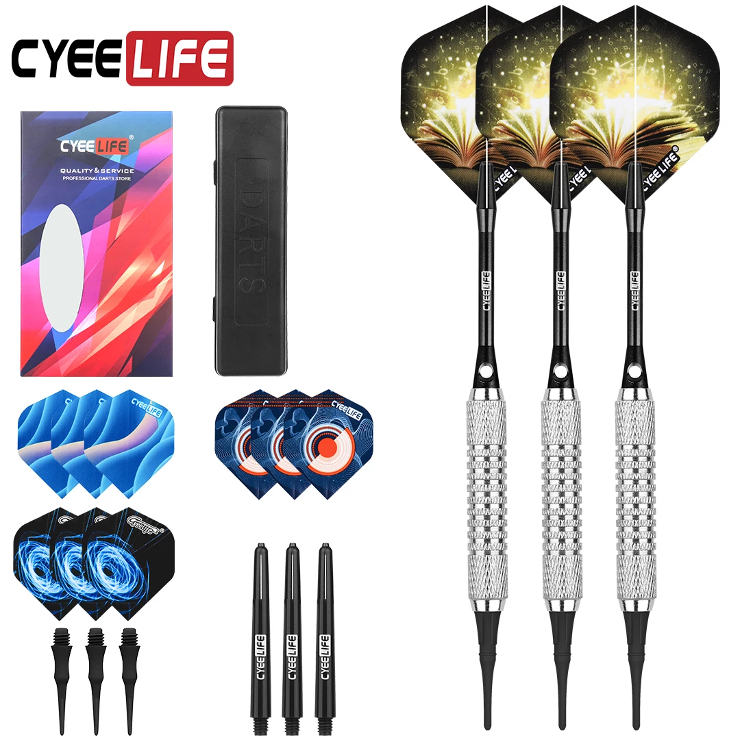 Cyelife-dardos de 16/18 gramos, punta suave profesional para diana electrónica, juego de dardos de plástico para el hogar