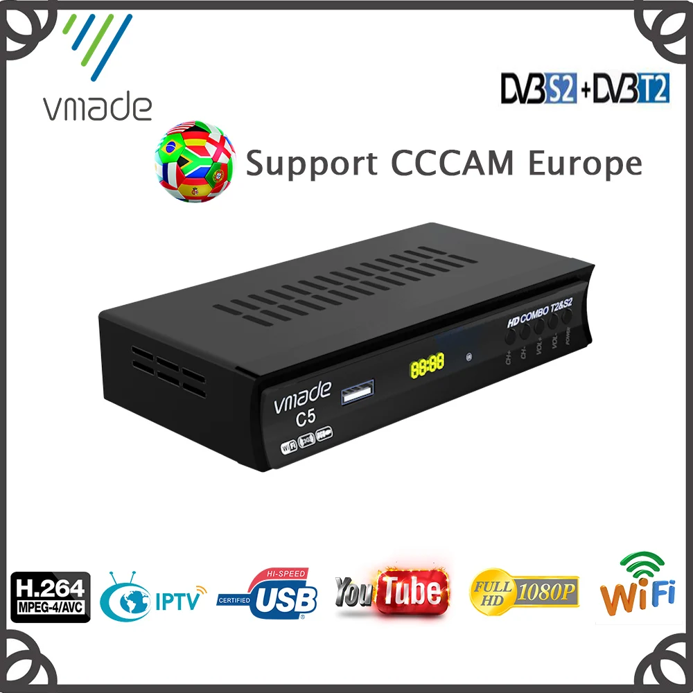 

Newest DVB T2 S2 Combo TV Receiver DVB T2 digital receiver DVB S2 satellite tv receiver support AC3 USB WIFI Youtube DVB receive