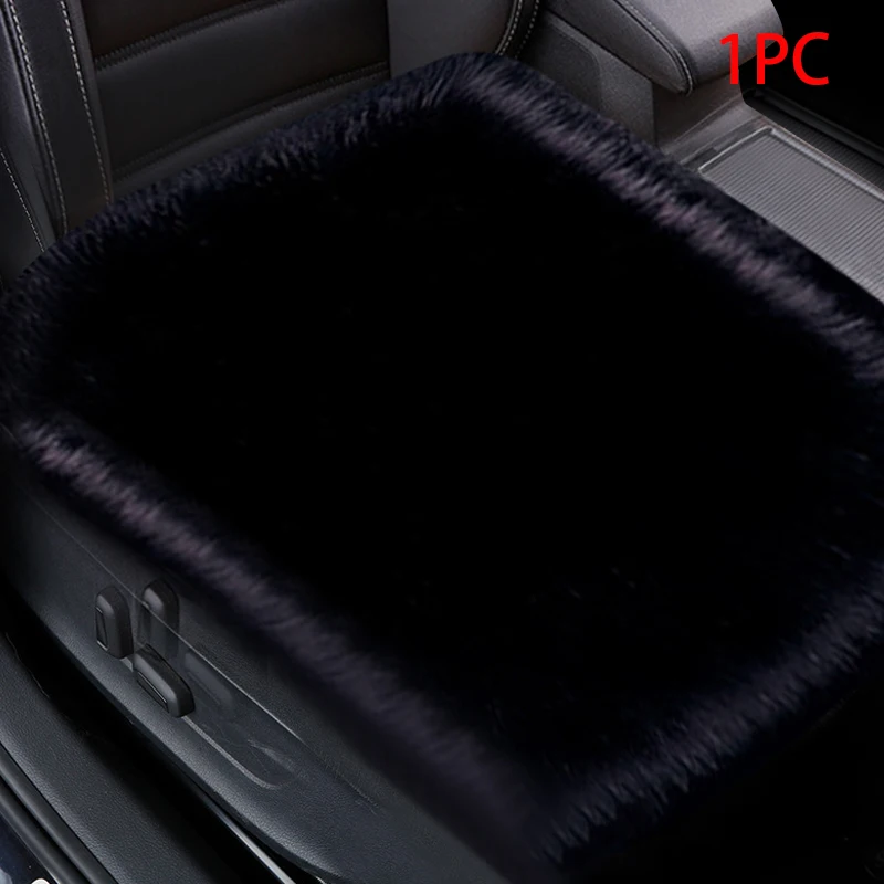 Шерстяной теплый чехол для автокресла, чехлы для автосидений, универсальные сиденья, подушка, зимний чехол для автокресла, защита стула, автомобильные аксессуары - Название цвета: Black 1pc front