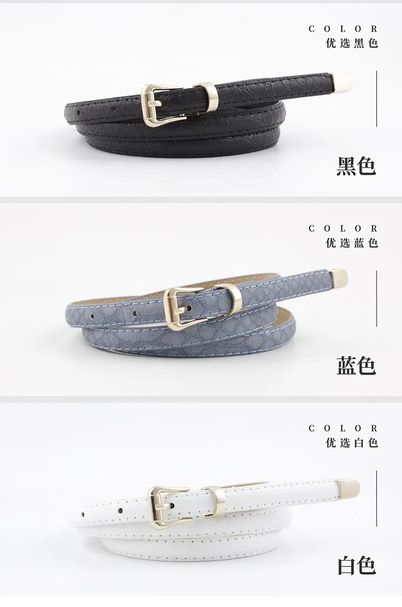 105x1.1cm Female Pu Leather Snake Belts Women Thin Skinny Waist Belts for Dress Hot Pin Buckle Waistband Cinto Feminino