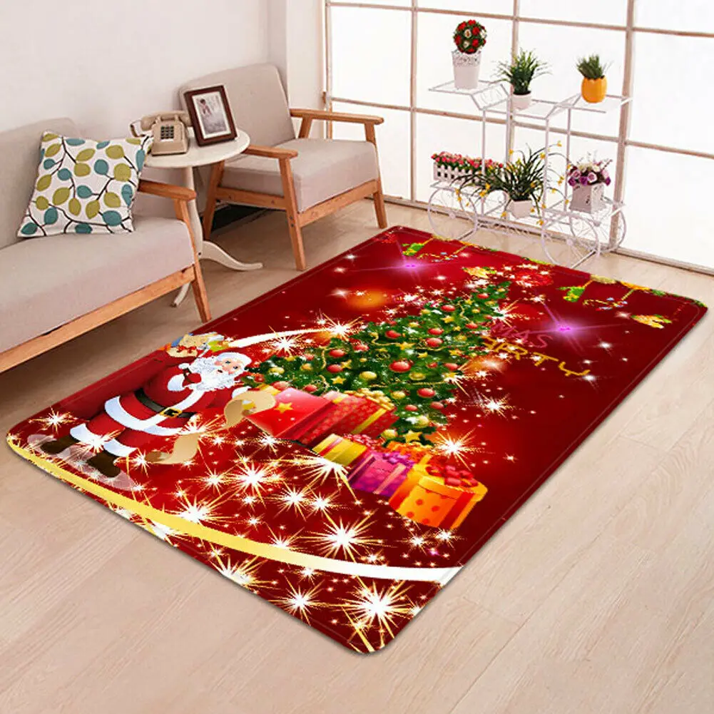 Santa And Tree Коврик с рождественским дизайном, Рождественский Санта Клаус, фланелевый Противоскользящий коврик для кухни, ванной комнаты, напольный коврик, ковер, Декор, нескользящая дверь - Цвет: Santa And Tree