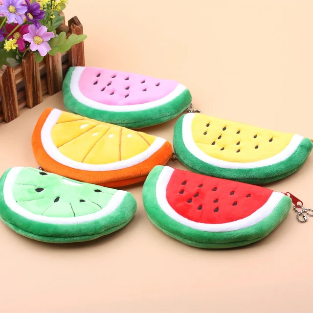 Fruits Plush Coin Purse Children Small Change Wallet Kids Girls Mini Pouch Watermelon Money Bag Stuffed Toys Keyrings Bags 2022 2