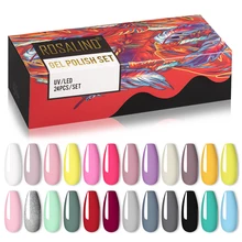 

ROSALIND Gel Nail Polish Set 6/12/24PCS Cool Colors Hybrid Varnish Semi Permanent Gel Base Top Matt Coat Nail Gel polish Set