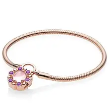 Натуральная 925 пробы Серебряная роза моменты Геральдическое сияние браслет навесной замок браслет Fit бисера браслеты с подвесками Сделай Сам Модные украшения