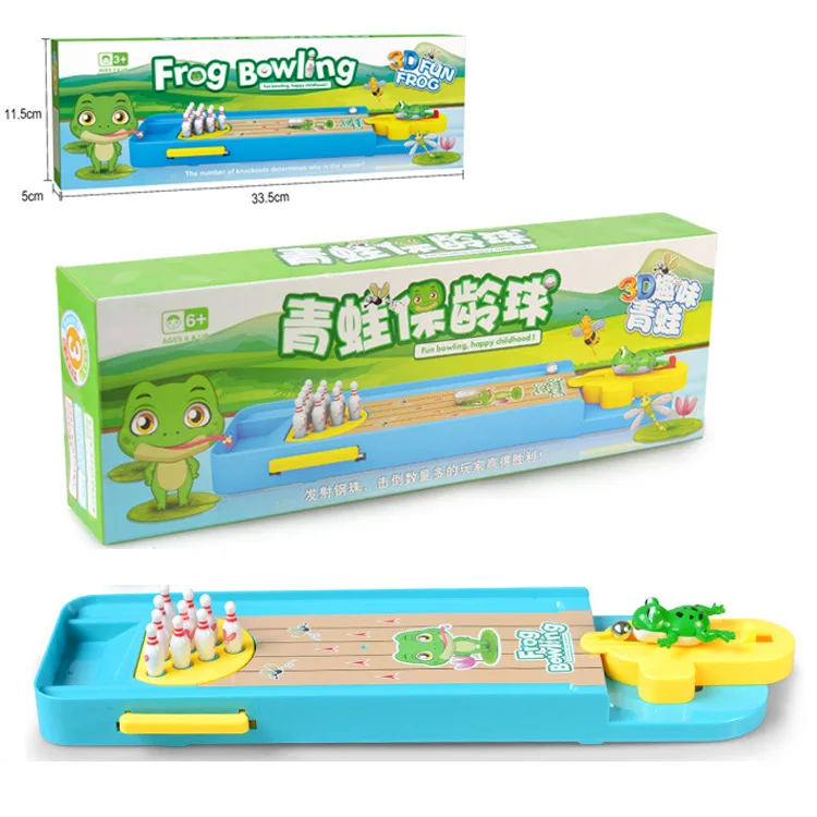 

Creative Interactive Mini Frog Bowling Marble Launch Pad Set Desktop Hand-Eye Coordination Educational Game Toy