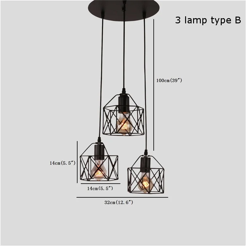 3-lamp Style B Американский деревенский промышленный подвесной светильник кухня Одиночная лампа кафе подвесной светильник современные светильники Скандинавская минималистская лампа - Цвет корпуса: 3-lamp Style B