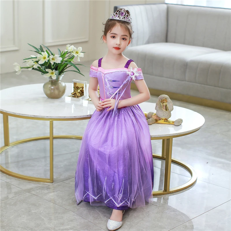 

2020 Summer Children's Dress Girls Cosplay Frozen 2 Princess Dress Little Girl Elsa Birthday Party Dress 2-8y Kid's Clothing