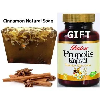 

Anti Acne Cinnamon Natural Handmade Soaps 100 gr+Gift Food SUPLEMENT Herbal Health Care Supplement PROPOLIS 80 Capsules