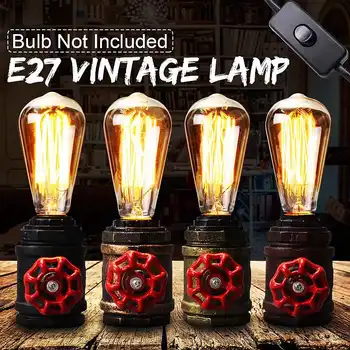 

New Vintage Water Pipe Wall Lamp Steam Punk Loft Industrial Iron Rust Retro E27 110V-240V Home Bar Decor Lighting Fixtures