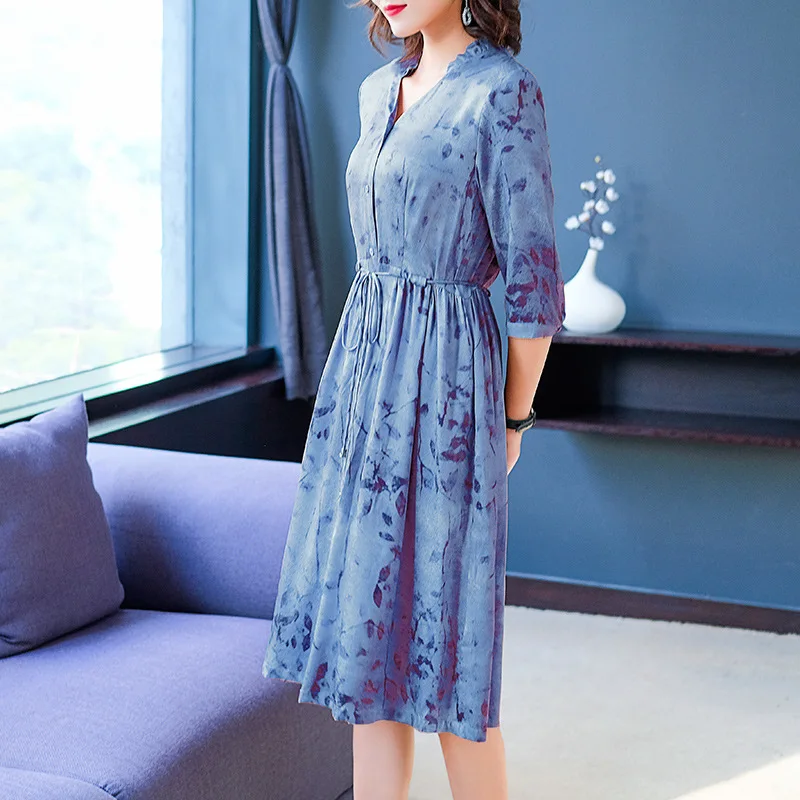 

Large Size Chiffon Dress Women's 2019 Summer New Style Mid-length Top Grade WOMEN'S Dress-Style Elegant Skirt