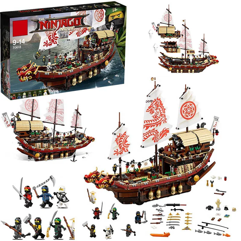 

New10723 Ninja series The Destiny's Bounty Model Building Blocks Compatible 70618 06057 classic ship education Toys for children