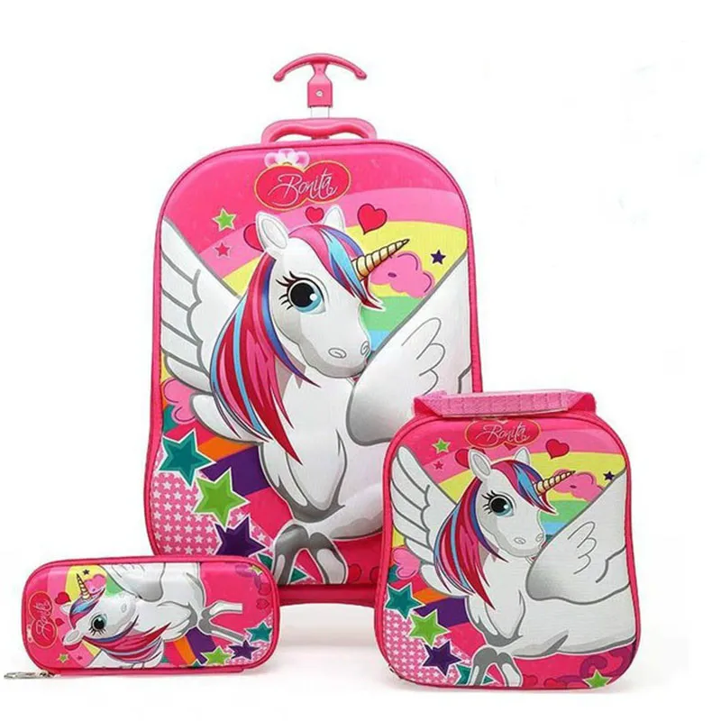 2019 новый чемодан на колесиках для мальчиков и девочек детский школьный рюкзак