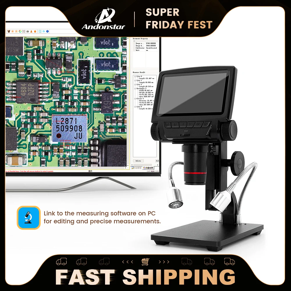 Andonstar ADSM301 5インチHDMI 1080Pデジタル顕微鏡 260X USB 電子