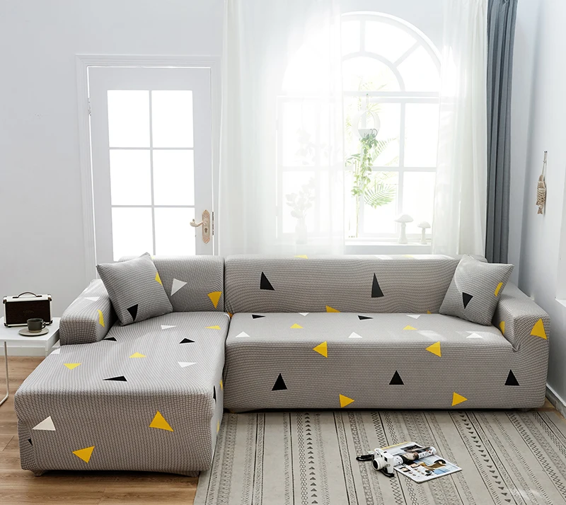 L-Shaped Sofa Cover Corner Sofa Slipcovers Elastic Chaise Cover 1/2/3/4 Seater Stretch Sectional Couch Armchair Cover Protector