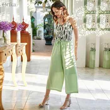 

ARTKA 2020 Summer New Women Pants Fashion Draping Split Wide Leg Pants Casual High Waist Elegant Chiffon Straight Pants KA25002X