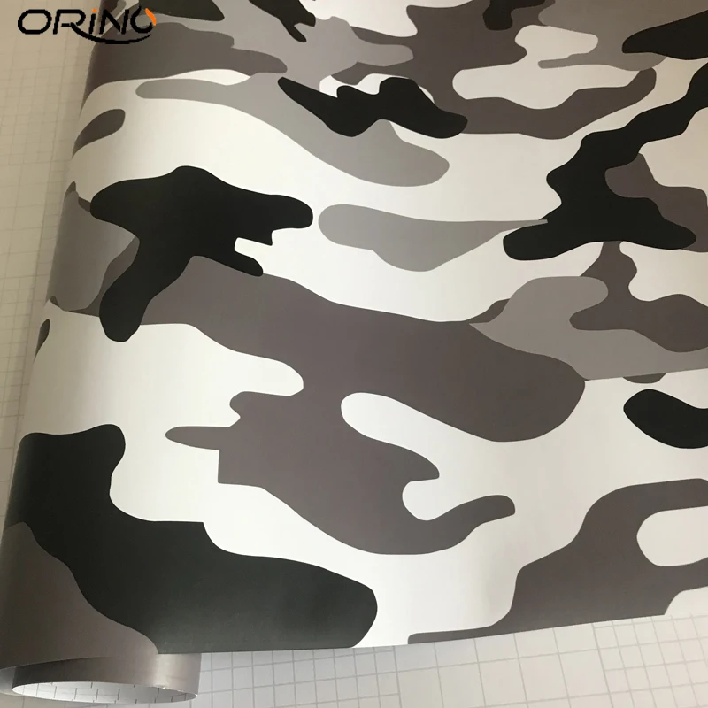 Black White Grey Camouflage Vinyl Film Sticker-1
