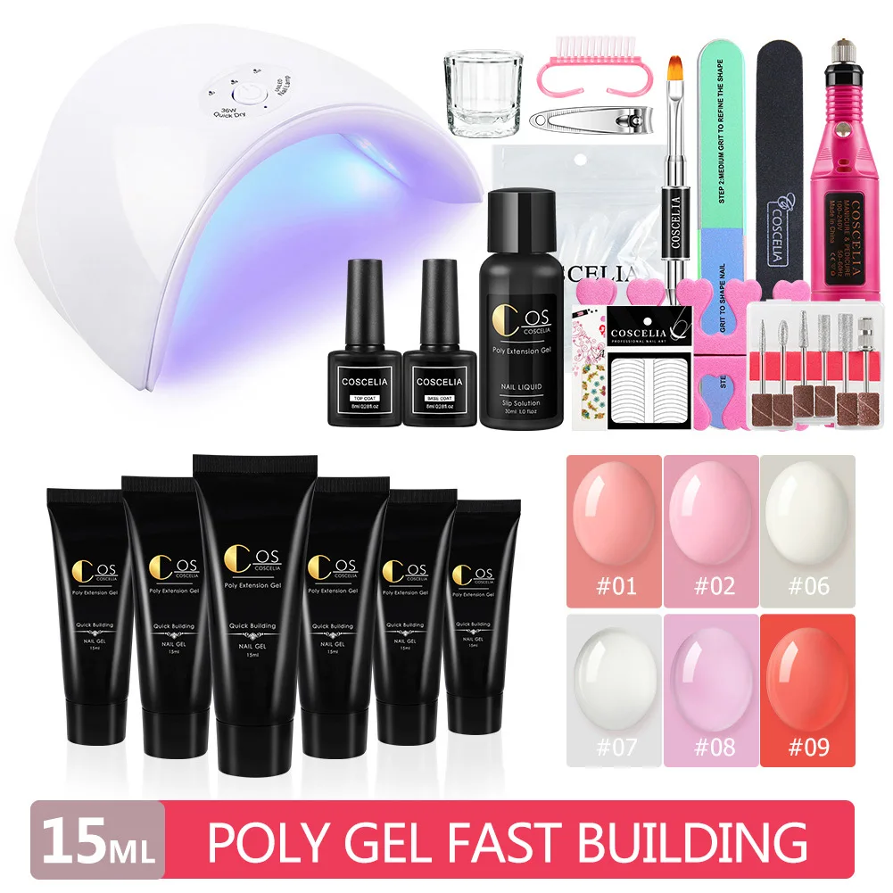 Secador de Construção Rápida para Extensões do Unha Navio de ru Gel com Lâmpada do Unha Prego Poli Manicure Conjunto Acrílico Construtor Jelly Gel 2 gel com lâmpada do prego secador de